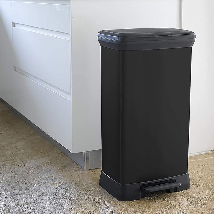 Deco Pedal Bin Rectangle 50L Black