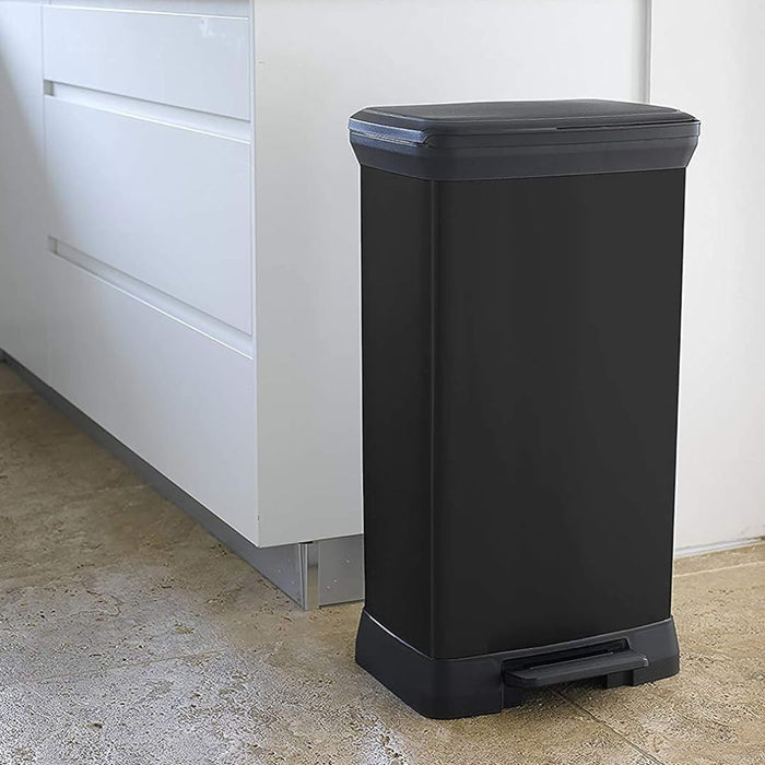 Kitchen Soft Closing Deco Trash Pedal Bin 50L Black