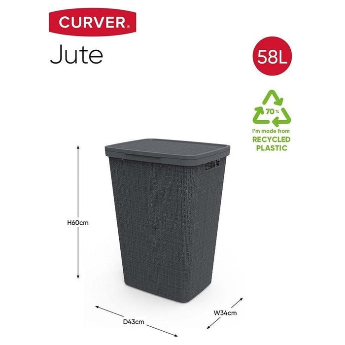 Jute Laundry Hamper 58L Dark Grey