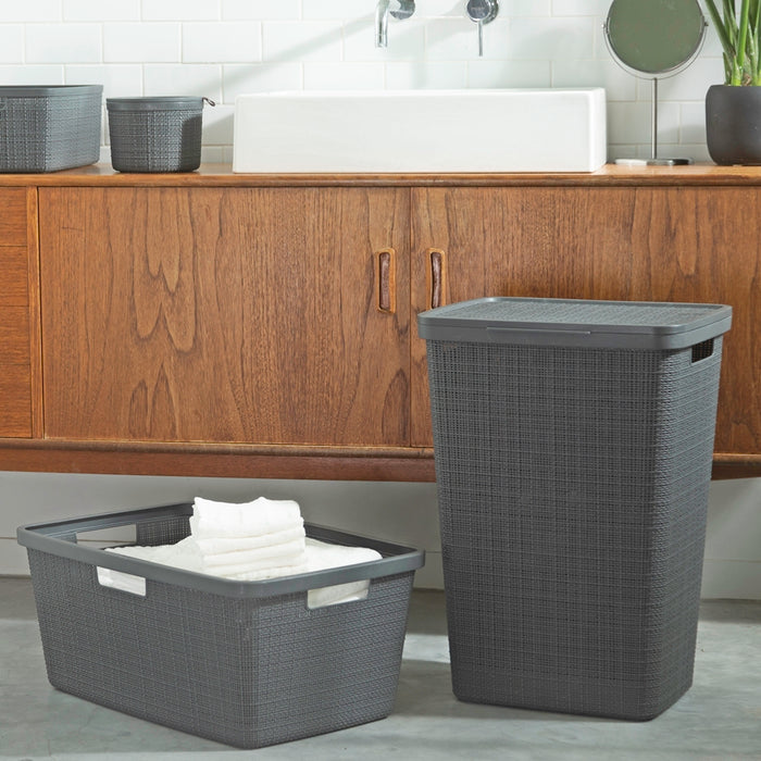 Jute Laundry Basket 46L Dark Grey