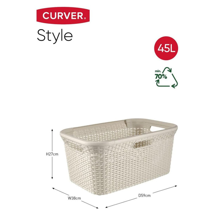 Rattan Style Rect Laundry Basket 45L