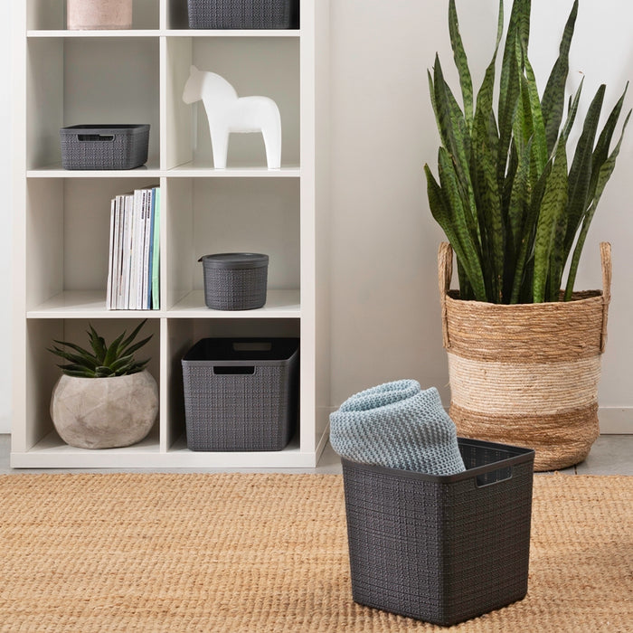 Jute Storage Basket Cube 17L Dark Grey