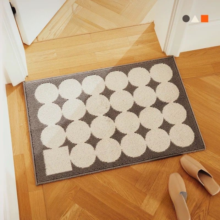 Door Mat Non Slip Grey Circle