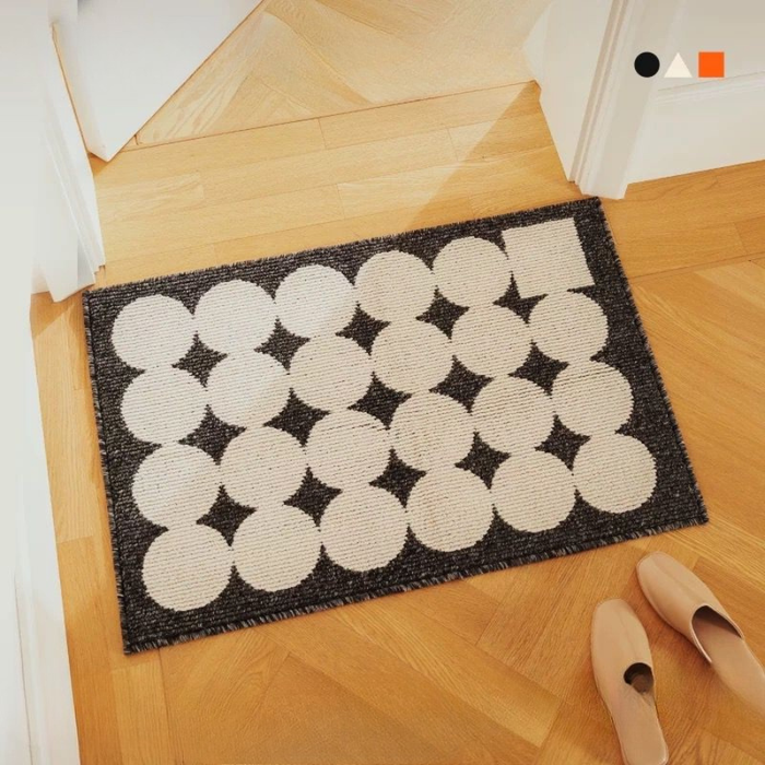 Door Mat Non Slip Black Circle