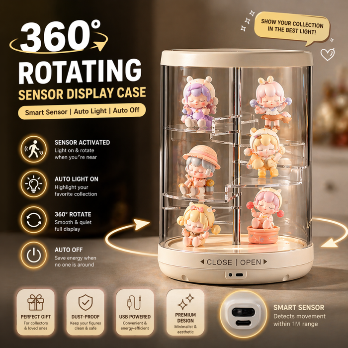 ShowCase Pro Sensor 360° Auto Rotate Figurine Display case with LED Light