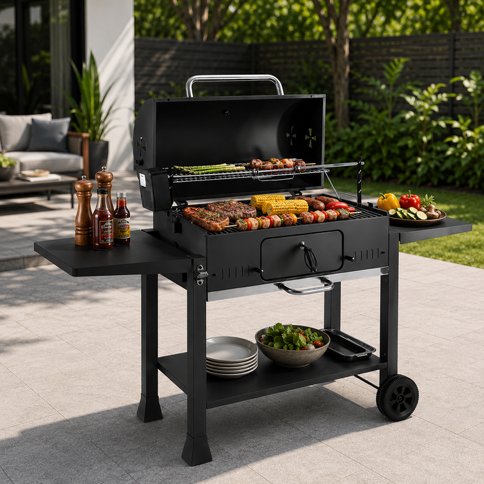 Duke Outdoor Large Charcoal BBQ Grill with Chimmey 28"