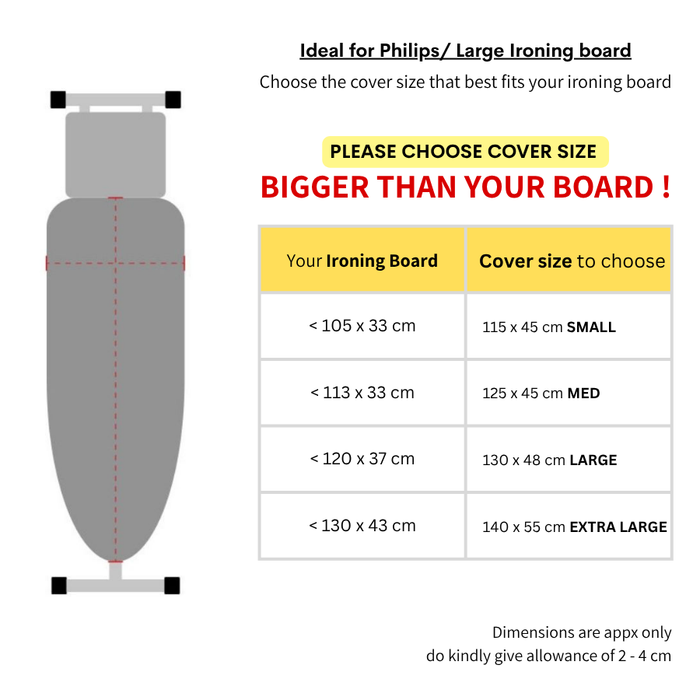 Elastic Ironing Board Cover Thick Padding 140 x 55cm