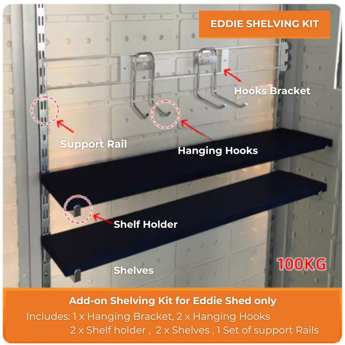 Eddie Triple Outdoor Large Garden Shed + Free Shelving Kit