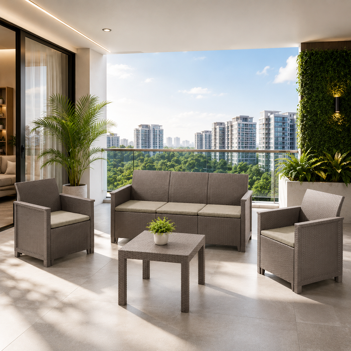 Elodie 5 Seater Outdoor Sofa Set Cappuccino