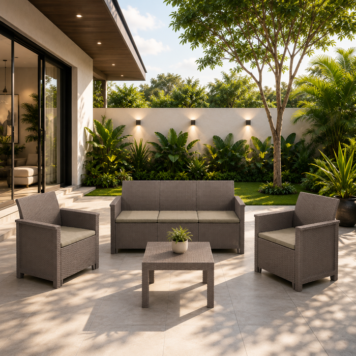 Elodie 5 Seater Outdoor Sofa Set Cappuccino