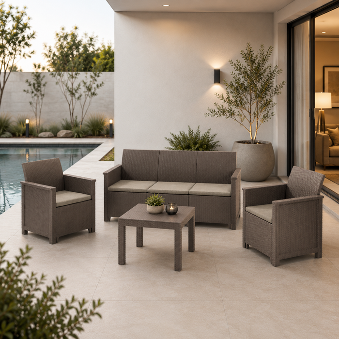 Elodie 5 Seater Outdoor Sofa Set Cappuccino