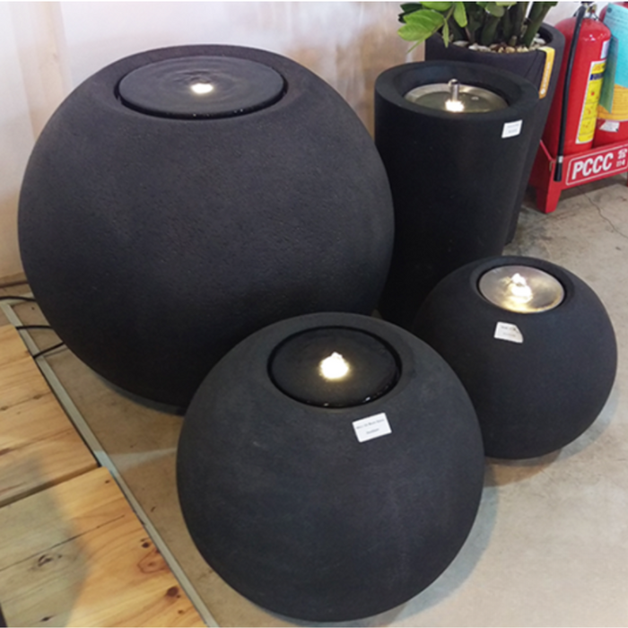 Maicao Round Water Fountain Granite Grey | Black Stone (3 Sizes)