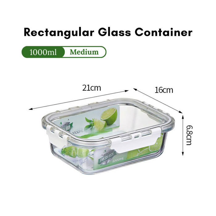 Glass Lock Rectangle Glass Food Container