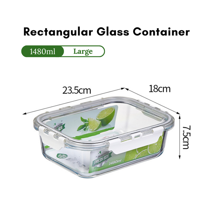 Glass Lock Rectangle Glass Food Container