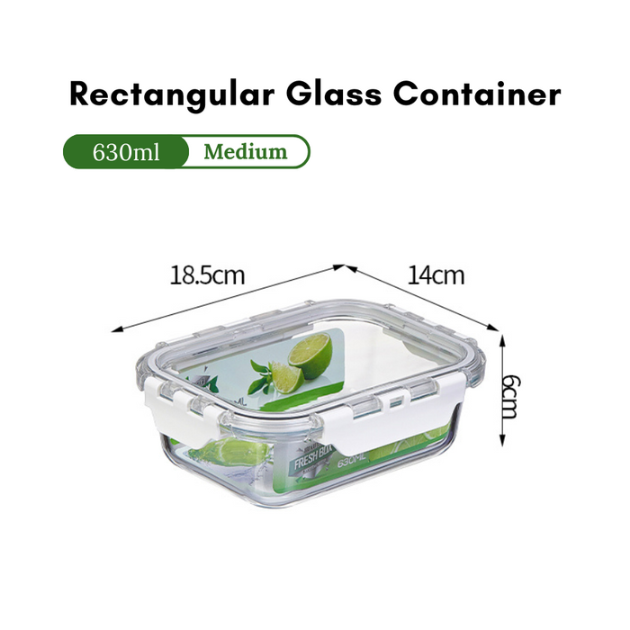 Glass Lock Rectangle Glass Food Container