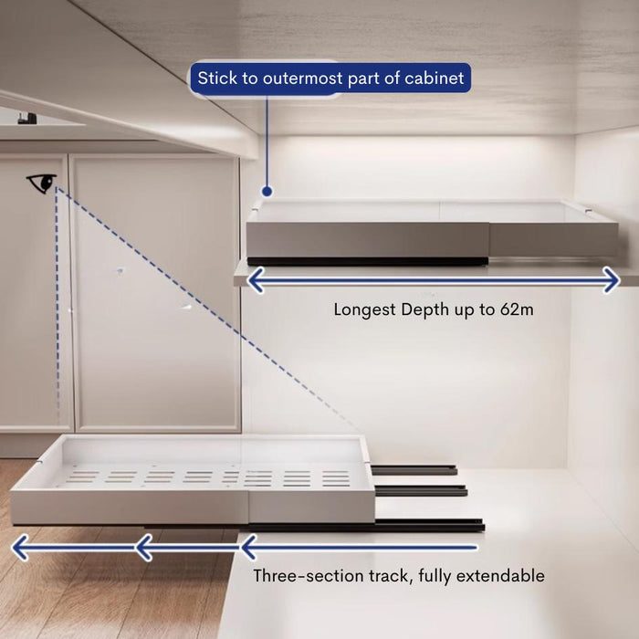 Corner L Shape Pull It Extendable Kitchen Cabinet Organiser Drawer White