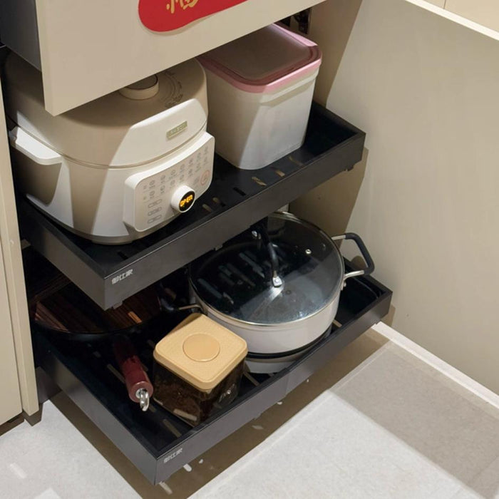Corner L Shape Pull It Extendable Kitchen Cabinet Organiser Drawer White