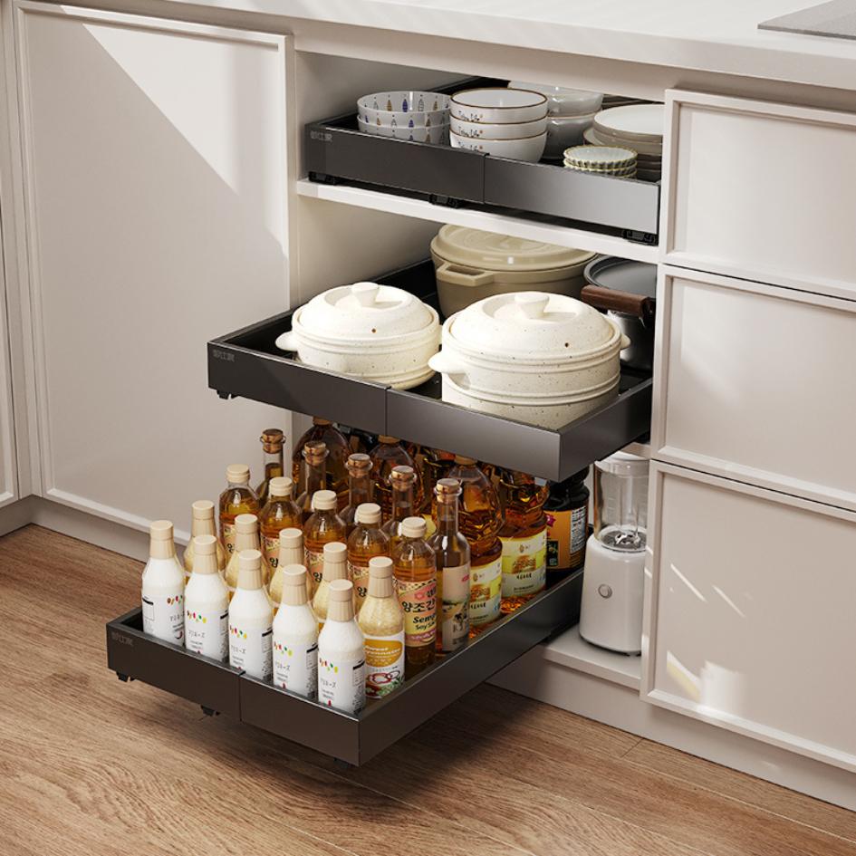 Pull It! Extendable Kitchen Cabinet Organiser Drawer Black — The Home ...