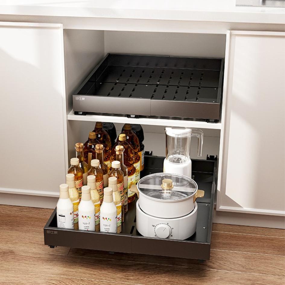 Pull It! Extendable Kitchen Cabinet Organiser Drawer Black — The Home ...