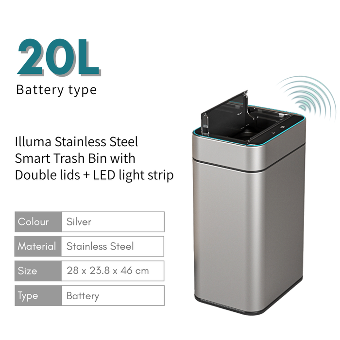 Illuma Stainless Steel Smart Sensor Trash Bin + LED light (3 sizes)