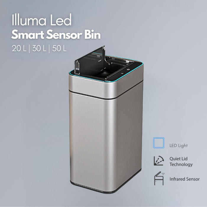 Illuma Stainless Steel Smart Sensor Trash Bin + LED light (3 sizes)