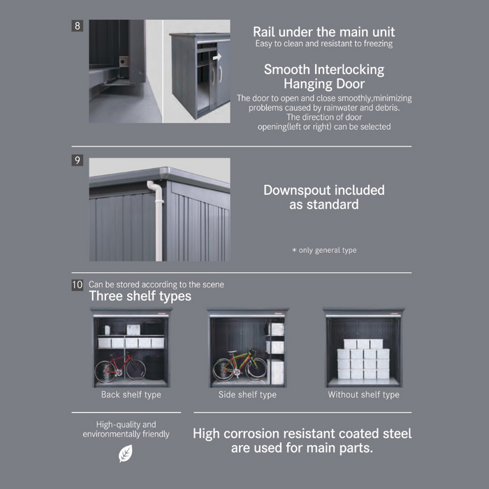 Belos 7 x 4.6 ft Steel Outdoor Garden Shed + Shelving (Luminous Silver)