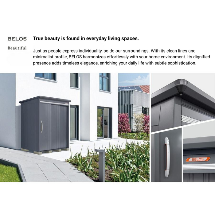 Belos 7 x 4.6 ft Steel Outdoor Garden Shed + Shelving (Luminous Silver)