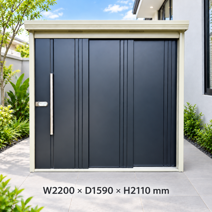 ND-2215 Stockman 7.2 x 5.2 ft Outdoor Metal Storage Shed + Shelving