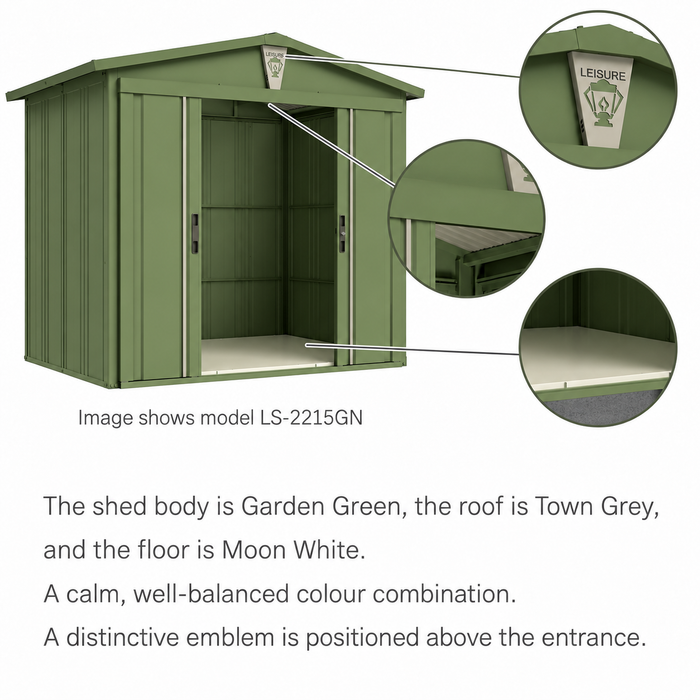 Leisure 7.2 x 5 ft Outdoor Garden Storage Metal Shed