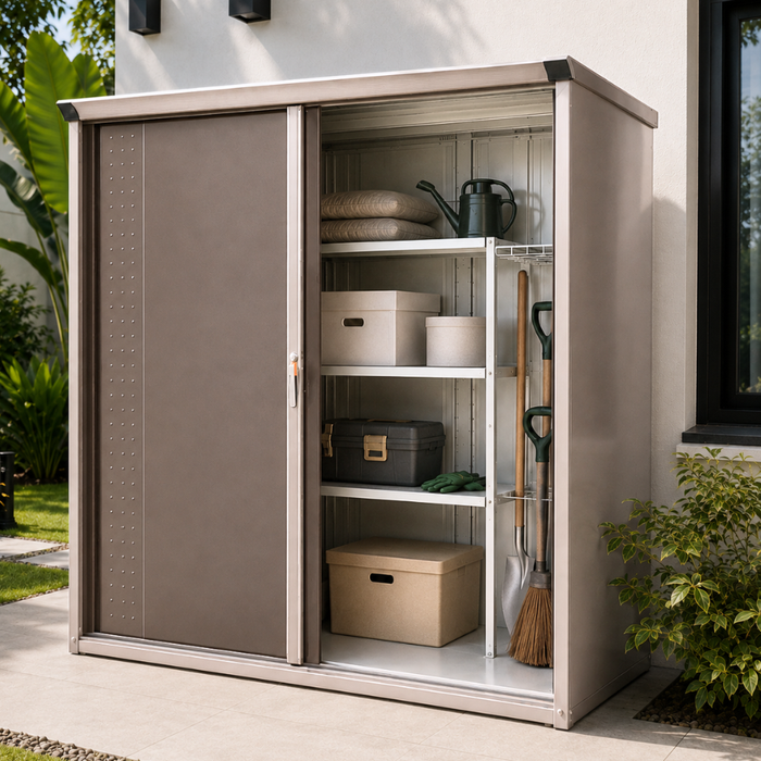 Grand Prestige GP-199AF 6.2 x 3 ft Steel Outdoor Garden Shed + Shelving