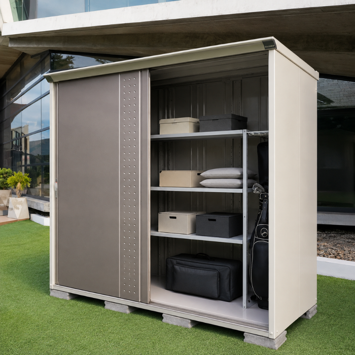 Grand Prestige GP-199AF 6.2 x 3 ft Steel Outdoor Garden Shed + Shelving