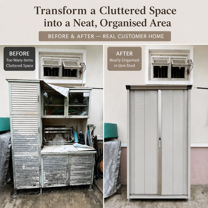 Grand Prestige GP-115AF Steel Outdoor Garden Shed + Shelving