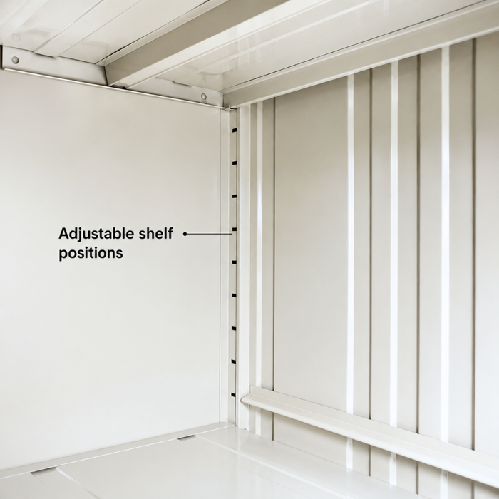 Grand Prestige GP-115AF Steel Outdoor Garden Shed + Shelving