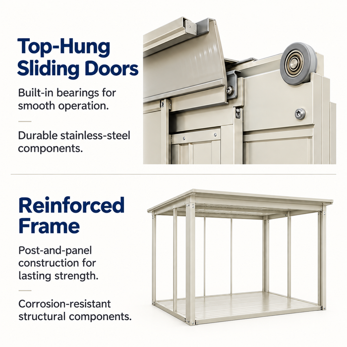 ND-2215 Stockman 7.2 x 5.2 ft Outdoor Metal Storage Shed + Shelving