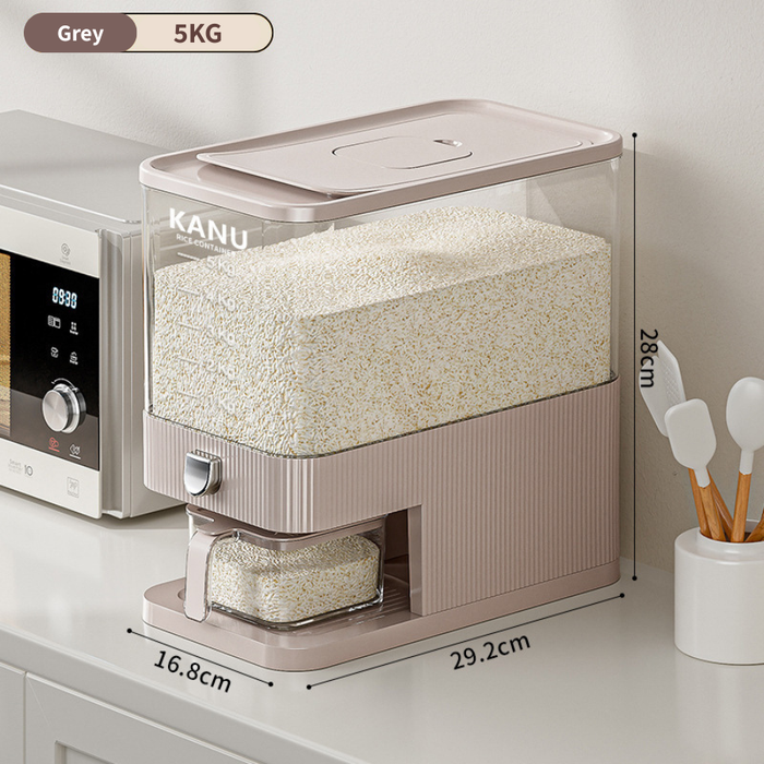 Kanu Rice Dispenser Bucket Tall Slim Grey