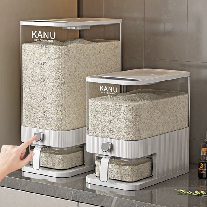 Kanu Rice Dispenser Bucket Tall Slim Grey