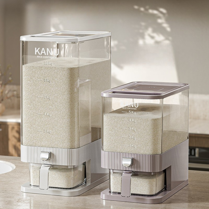 Kanu Rice Dispenser Bucket Tall Slim Grey