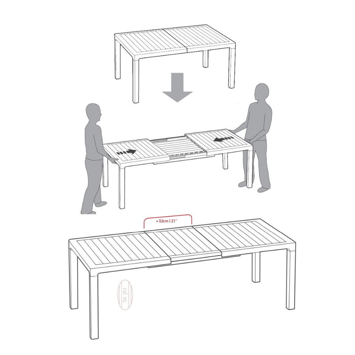 Keter Symphony Outdoor Extendable Table Grey (Imperfect Table Top)