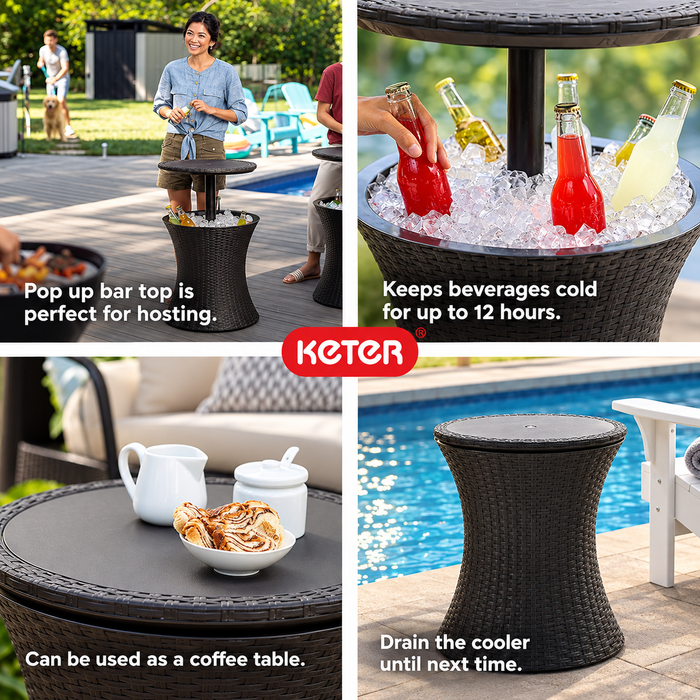 3-in-1 Outdoor Pacific Cool Bar Table Rattan Style Dark Grey