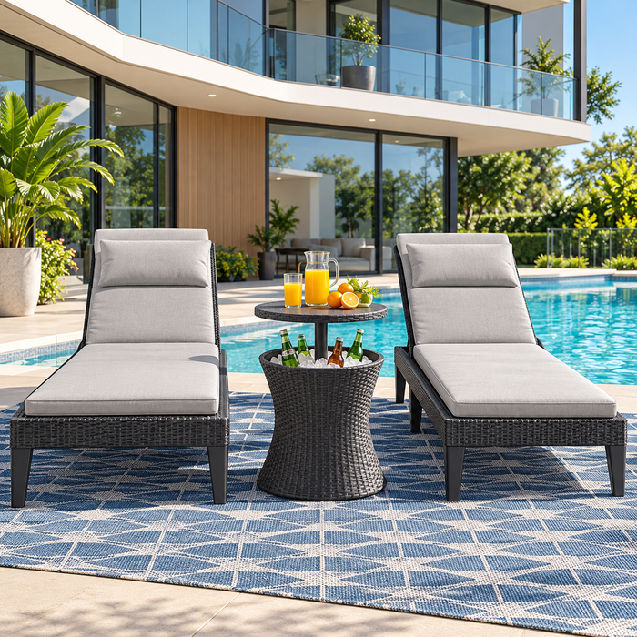 3-in-1 Outdoor Pacific Cool Bar Table Rattan Style Dark Grey