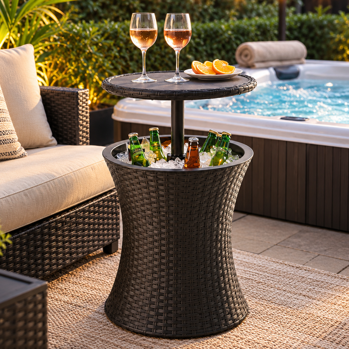 3-in-1 Outdoor Pacific Cool Bar Table Rattan Style Dark Grey