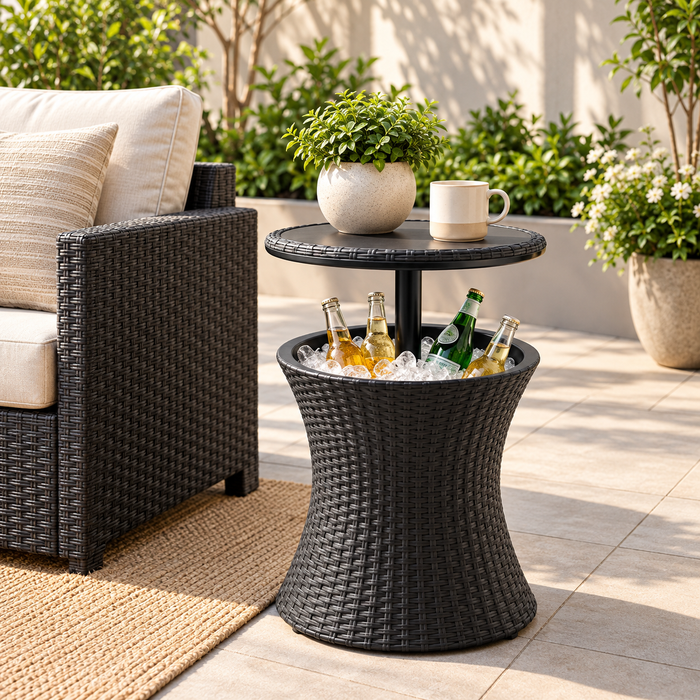 3-in-1 Outdoor Pacific Cool Bar Table Rattan Style Dark Grey