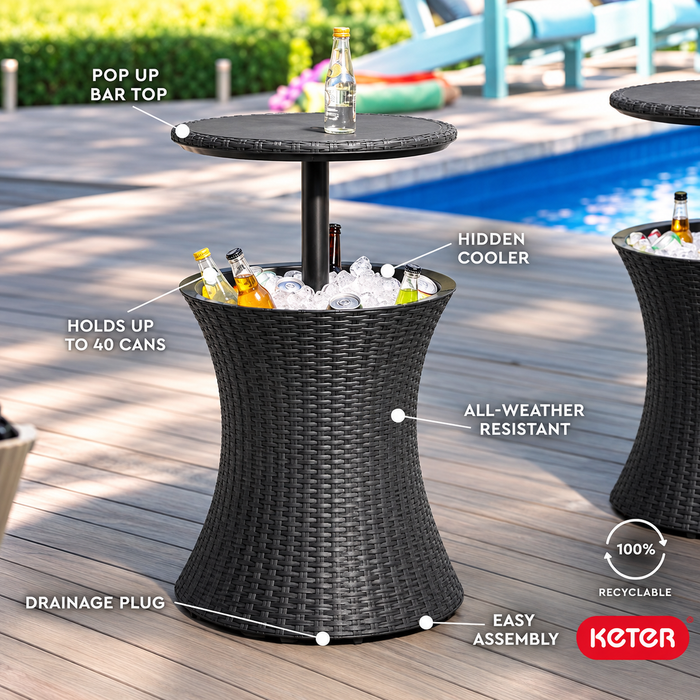 3-in-1 Outdoor Pacific Cool Bar Table Rattan Style Dark Grey