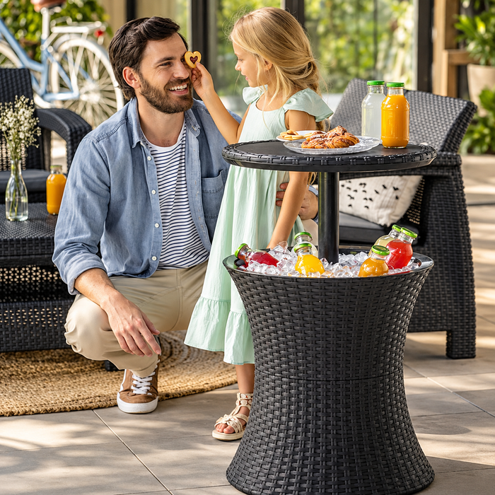 3-in-1 Outdoor Pacific Cool Bar Table Rattan Style Dark Grey