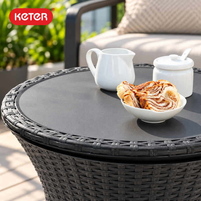 3-in-1 Outdoor Pacific Cool Bar Table Rattan Style Dark Grey