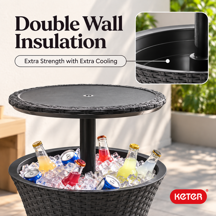 3-in-1 Outdoor Pacific Cool Bar Table Rattan Style Dark Grey