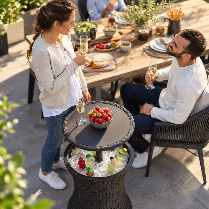 3-in-1 Outdoor Pacific Cool Bar Table Rattan Style Dark Grey