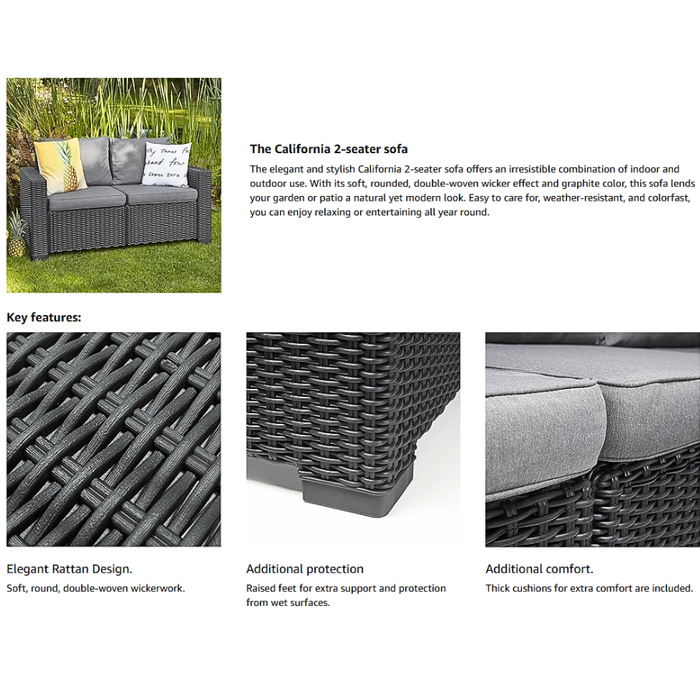 California 2 Seater Sofa Graphite