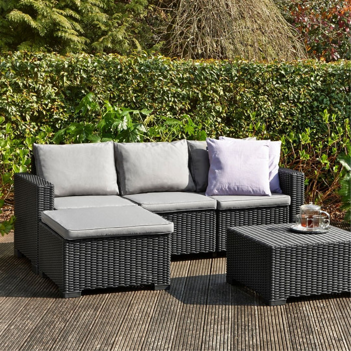California Outdoor 3 Seater Chaise Lounge Sofa Set - Grey