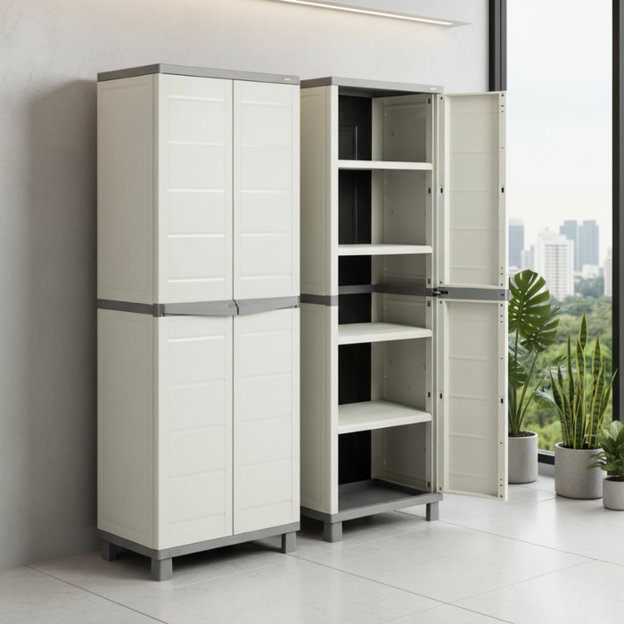 Basic Tall Utility Storage Cabinet with Legs Grey